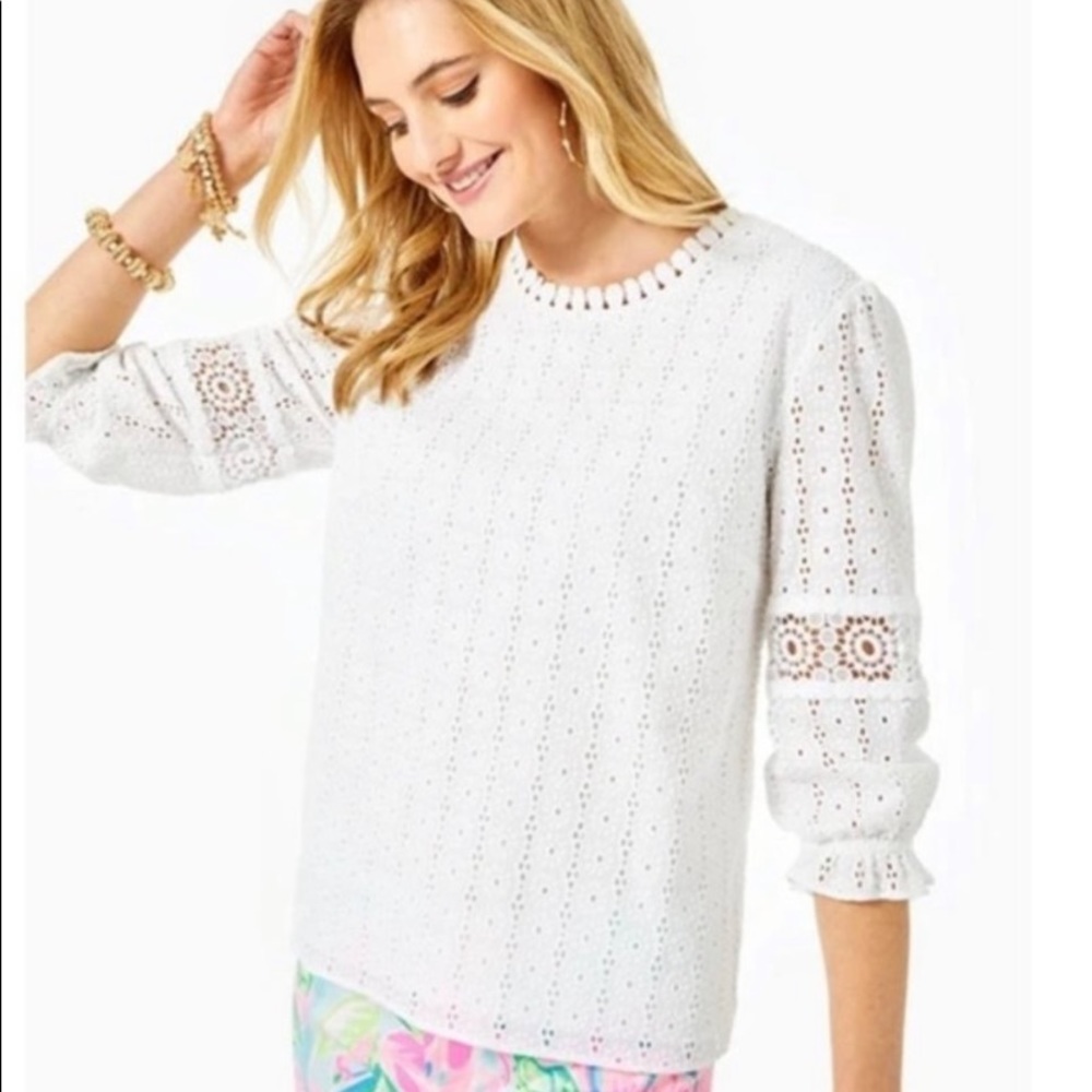 Lilly Pulitzer White Jourdana Lace Top